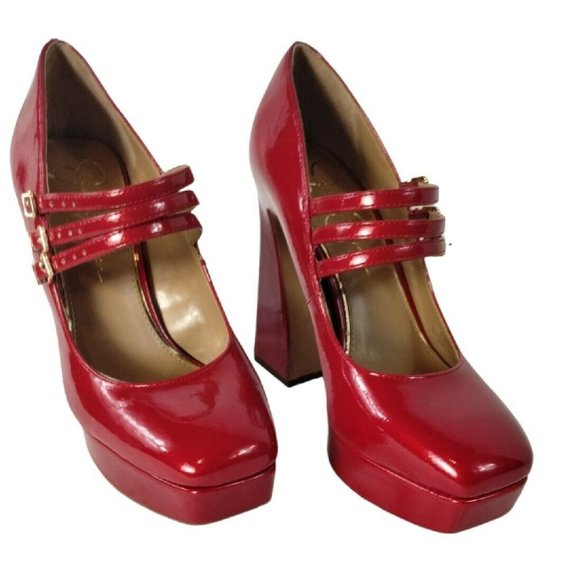 Jessica Simpson Darena Patent Mary Jane Platform Pumps Womens 8.5 Strappy New - Picture 2 of 14